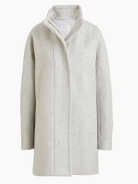NWT J CREW City coat with button neck wool blend